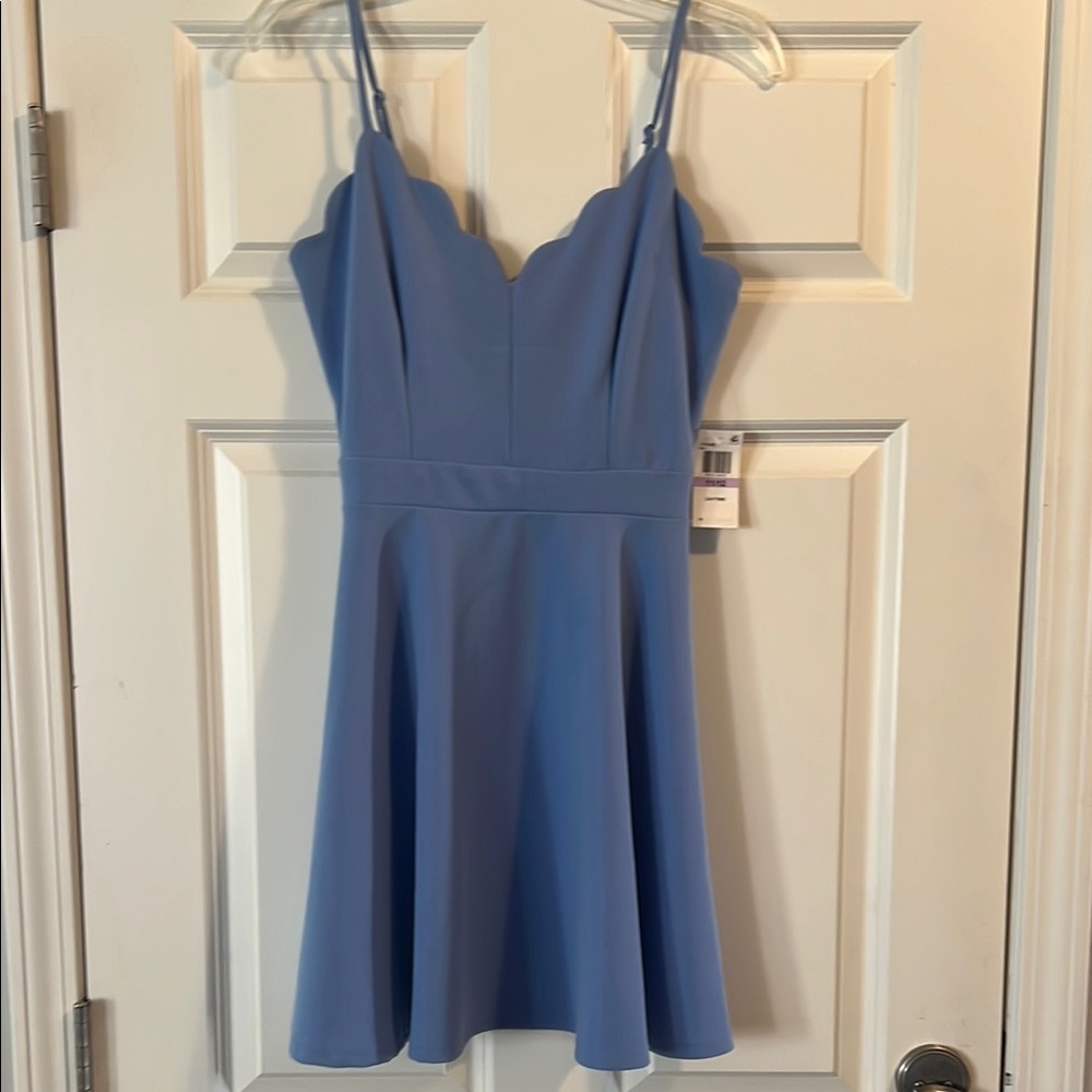 B Darlin Scalloped Blue Mini Dress